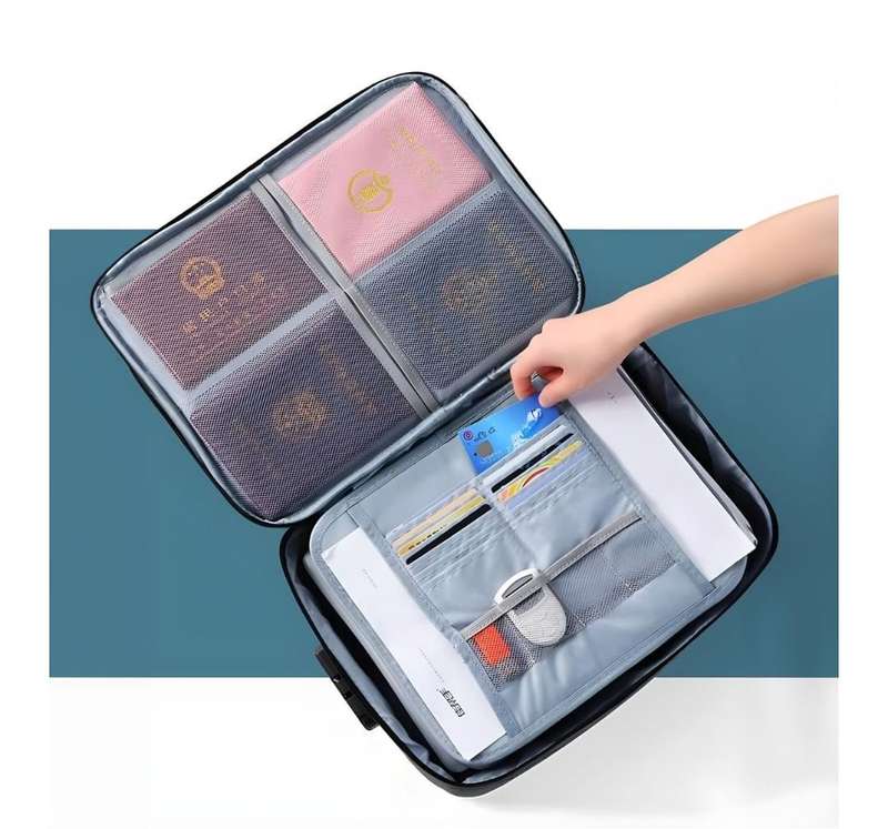 3-Layer Portable Travel Bag File Storage with Lock + Sparkle Storage Bag
