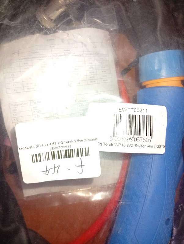 Tradeweld SR 18 x 4MT TIG Torch Valve (aircooled)