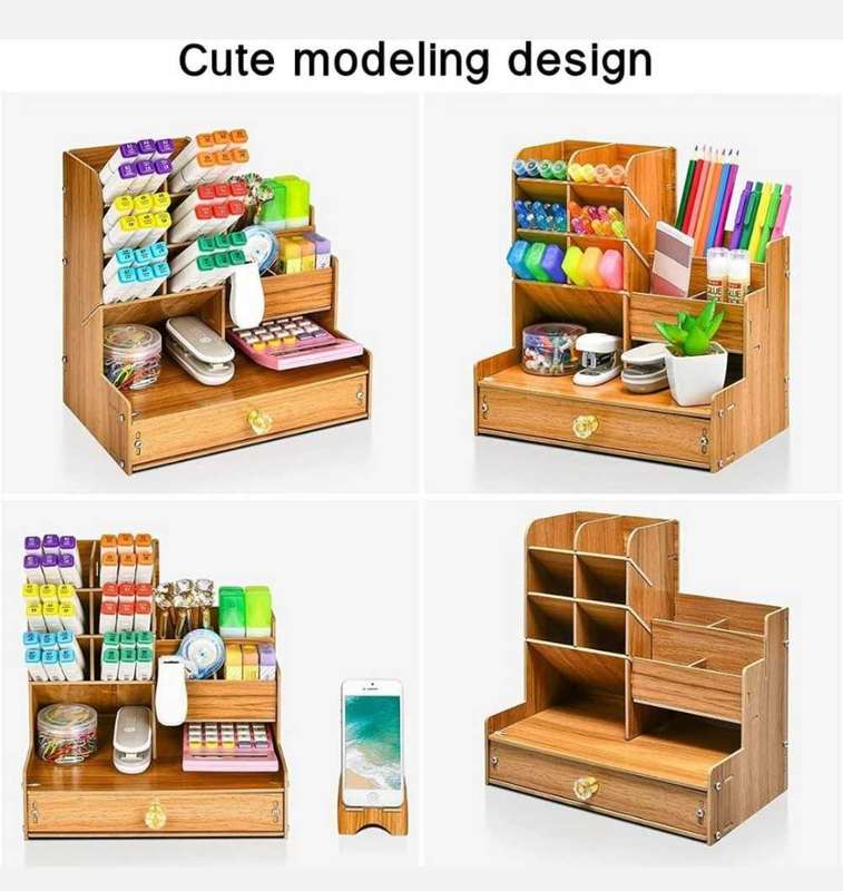 *Eco-friendly Wooden Desktop Organizer with bookshelf