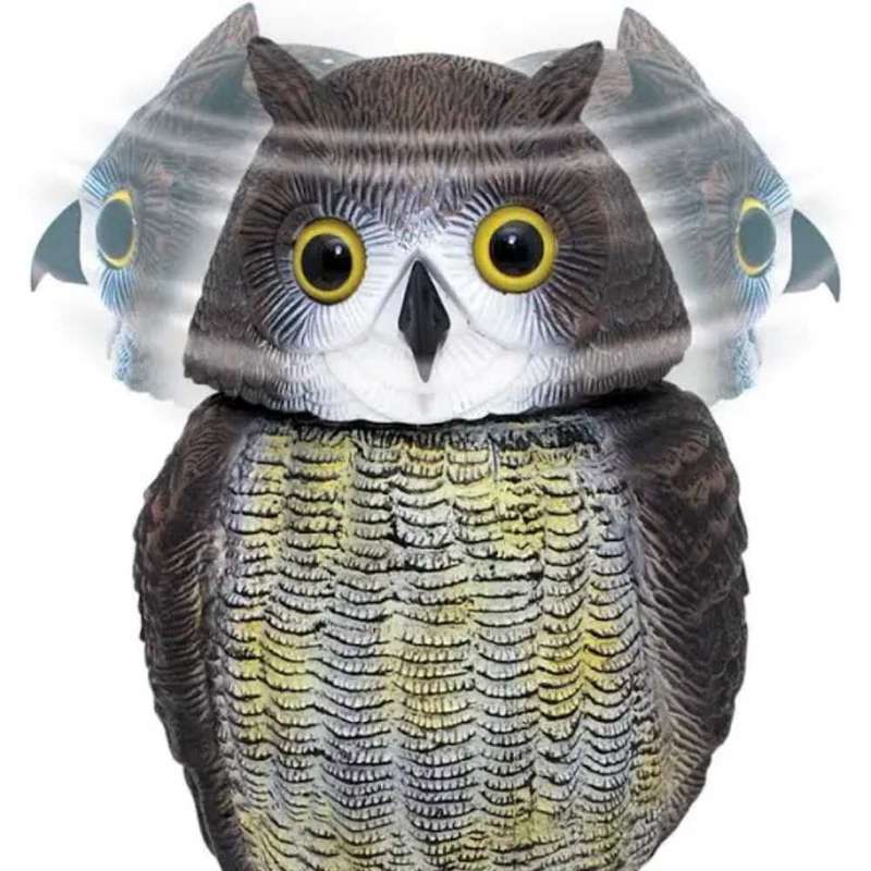 Wind Action Owl Decoy Garden Bird Repeller Scarer