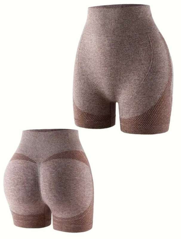 Gym Shorts for Women, High Waisted, Butt Lifting Yoga Pants - Brown