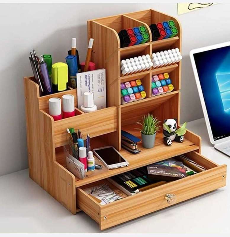 *Eco-friendly Wooden Desktop Organizer with bookshelf