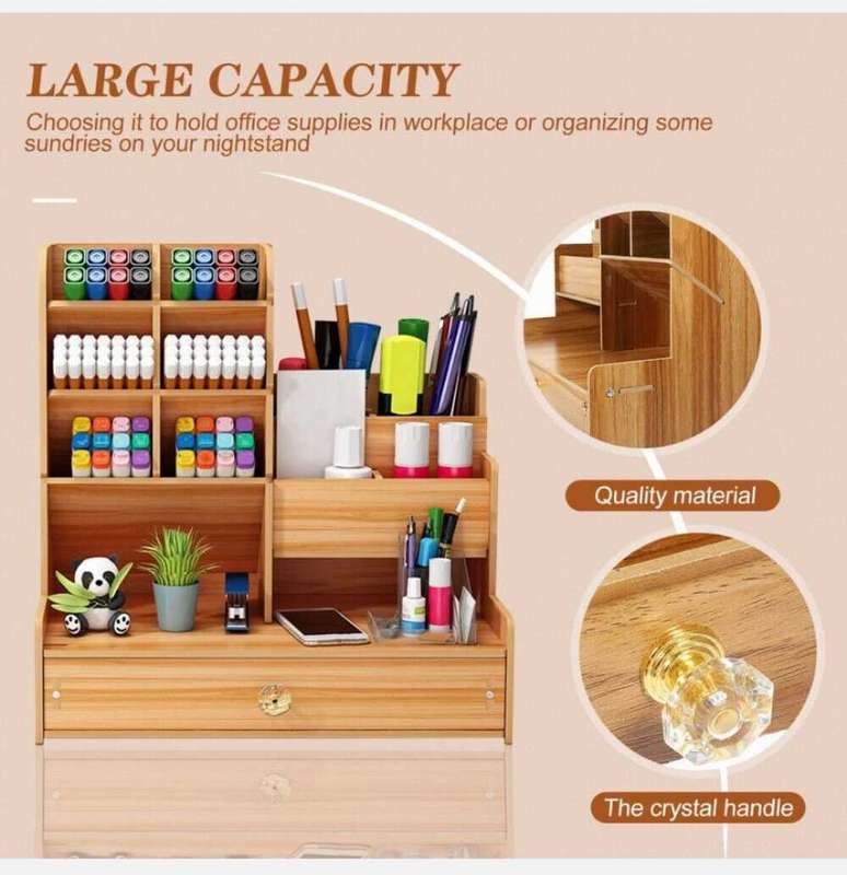 *Eco-friendly Wooden Desktop Organizer with bookshelf