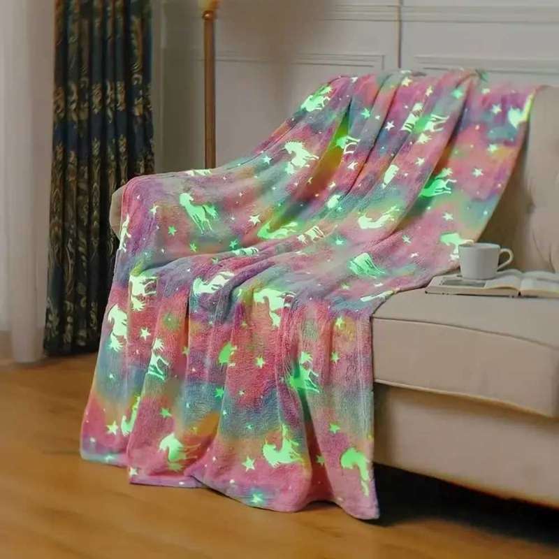 Glow in the dark blanket options pink unicorn for sale