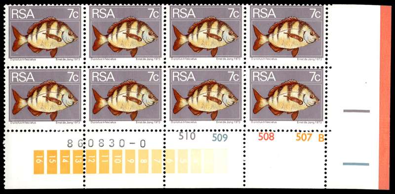 RSA 2nd Definitive issue 7c Control Blocks Pane B (8 stamps)