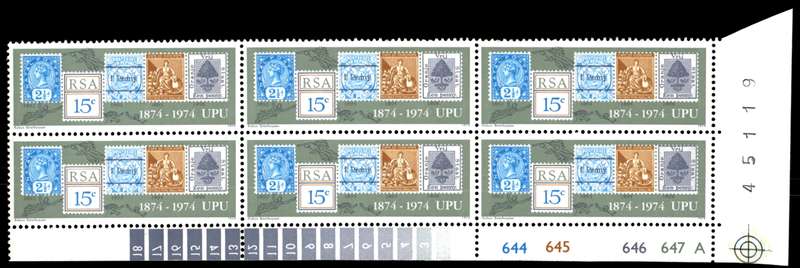 RSA 1974/10/09 Centenary of U.P.U Control Blocks Pane A