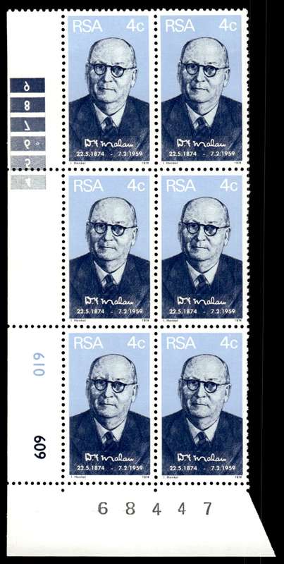 RSA 1974/05/22 Birth Centenary of Prime Minister D.F. Malan Control Blocks