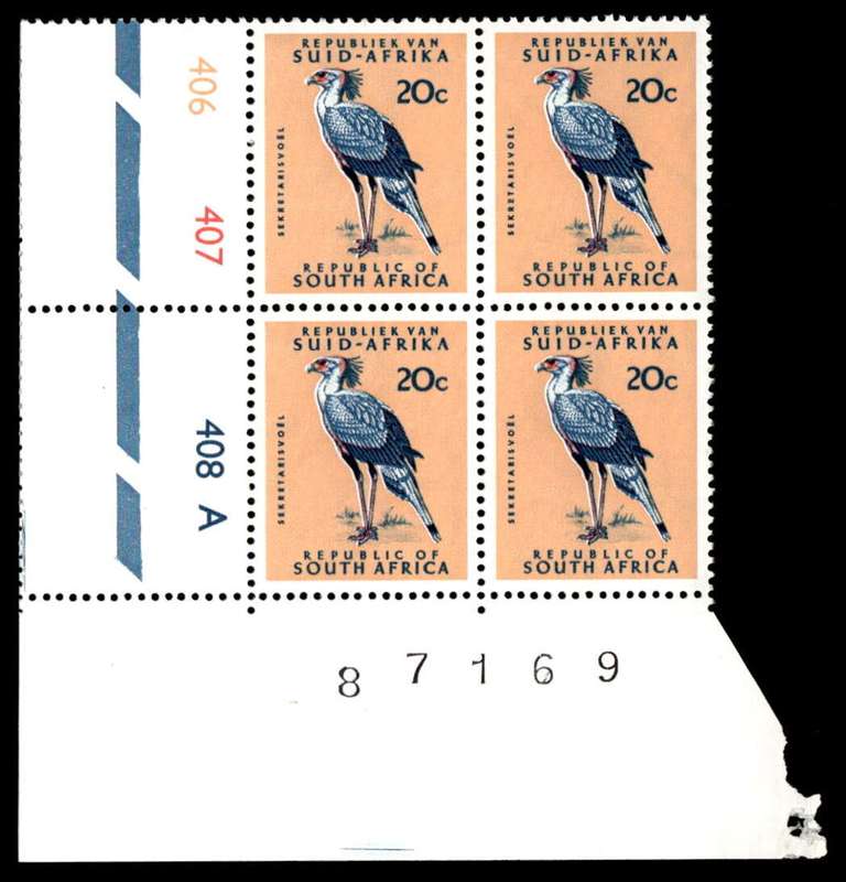 RSA 1970/06/18 Definitive Issue 20c Cyl.No 406 407 408A