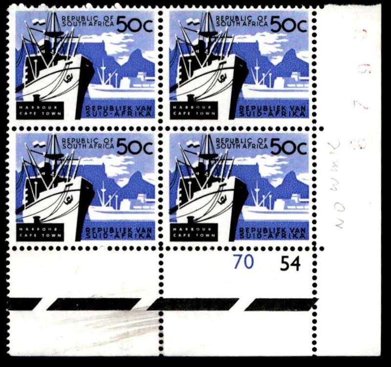 RSA 1962/09 Definitive Issue 50c Cyl. No 70 54 No Wmk. Red Sheet No