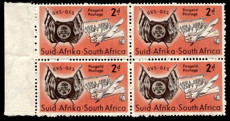 RSA 1954/02/23 Centenary of Orange Free State 2d Wmk. Multiple Springbok Head *8 stamps