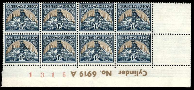 RSA 1941 Definitive Issue 1½d Cyl No 6919 A Wmk Springbok Head *8 stamps