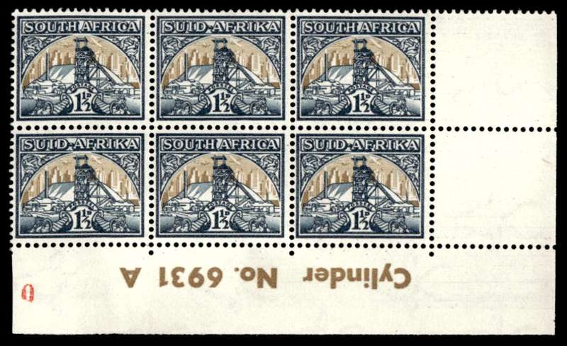 RSA 1941 Definitive Issue 1½d Cyl No 6931 A Wmk Springbok Head *6 stamps