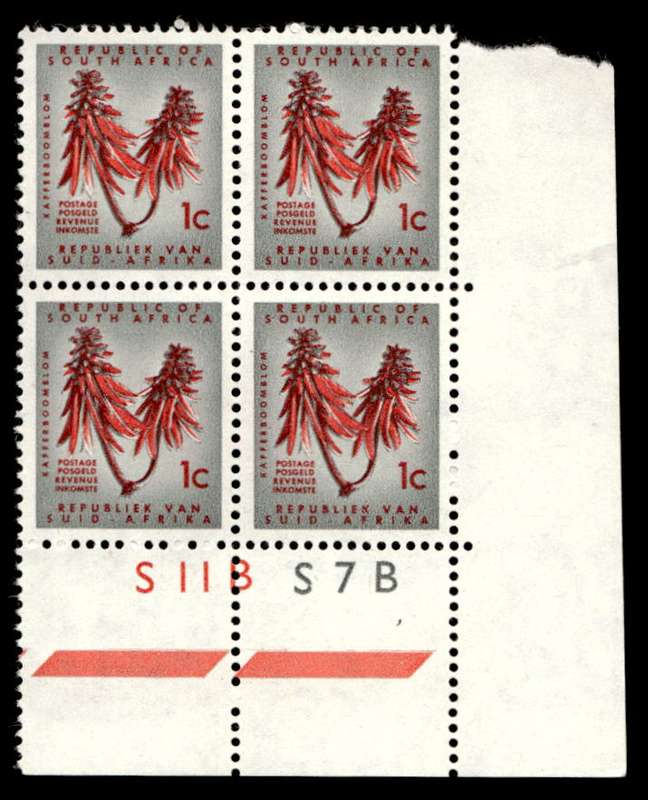 RSA 1962/01 Definitive Issue 1c Cyl No S11BS7B Wmk CoA