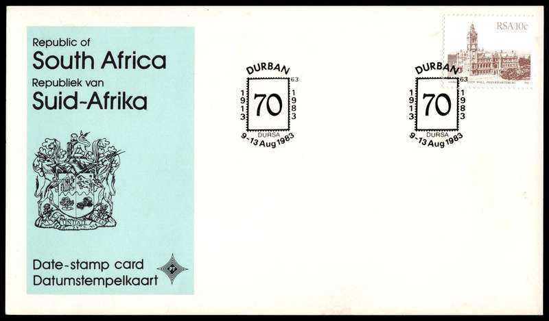 1983 RSA DURSA 83 National Philatelic Exhibition Commemorative Cover and Date-stamp Card Set