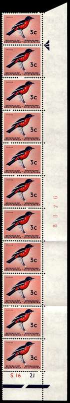 RSA 1961/05 Definitive Issue 3c Cyl No. S16 21 *Wmk CoA 11 Stamps