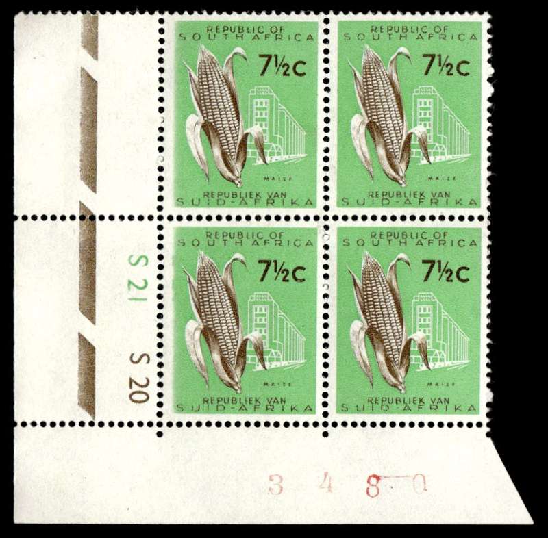 RSA 1962/03 Definitive Issue 7½c Cyl. No S21 S20 *No Wmk