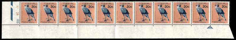 RSA 1961/05 Definitive Issue 20c Cyl. No 97 29 103 Wmk. CoA 11 stamps