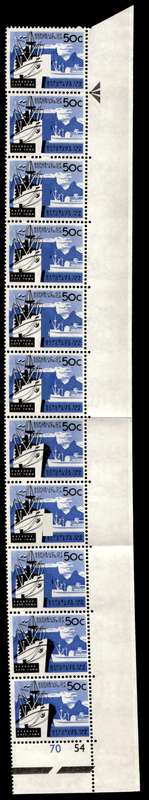RSA 1961/05 Definitive Issue 50c Cyl. No 70 54 Wmk. Coat of Arms 11 stamps