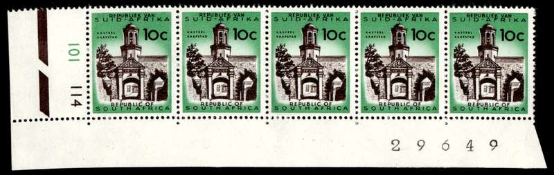 RSA 1962/02 Definitive Issue 10c Cyl. No 101 114 *No Wmk 5 stamps