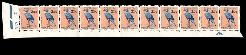 RSA 1963/04 Definitive Issue 20c Cyl. No 27 6 60B *No Wmk. 11 stamps