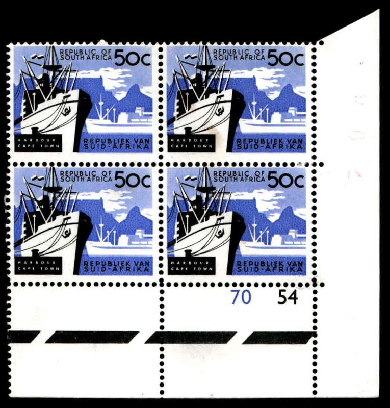 RSA 1962/09 Definitive Issue 50c Cyl. No 70 54 No Wmk. Red Sheet No