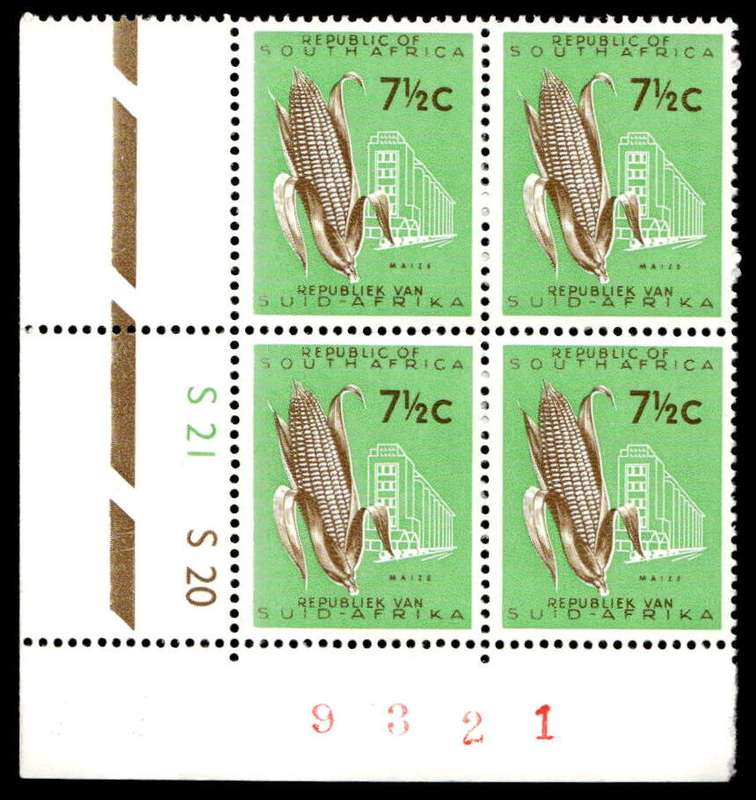 RSA 1963 Definitive Issue 7½c Cyl. No S21 S20 *Wmk R.S.A.