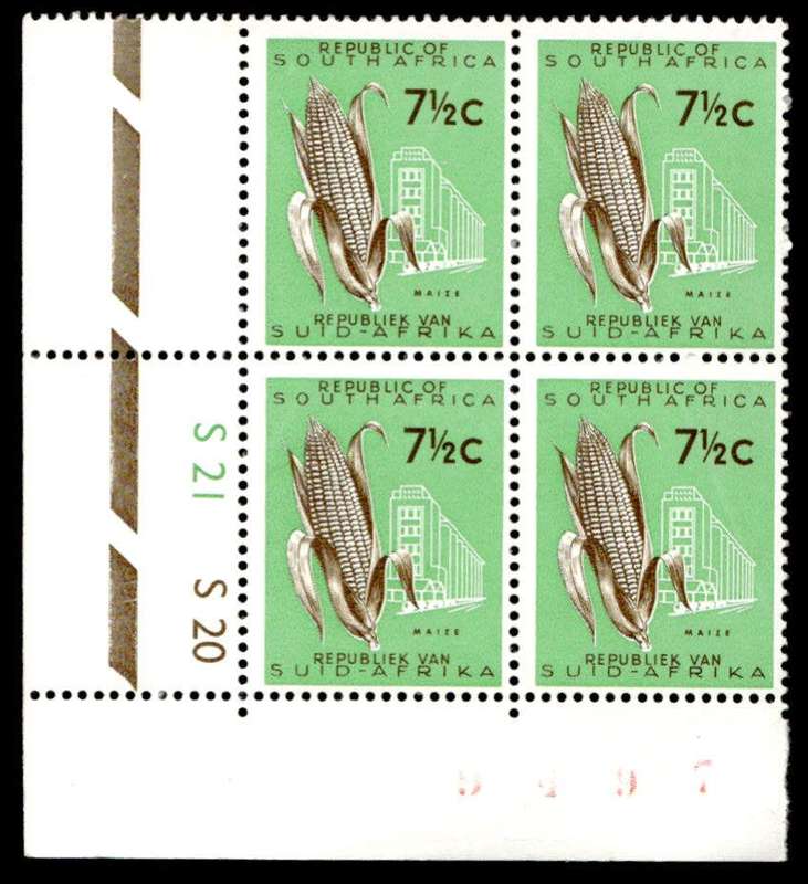 RSA 1963 Definitive Issue 7½c Cyl. No S21 S20 *Wmk R.S.A.
