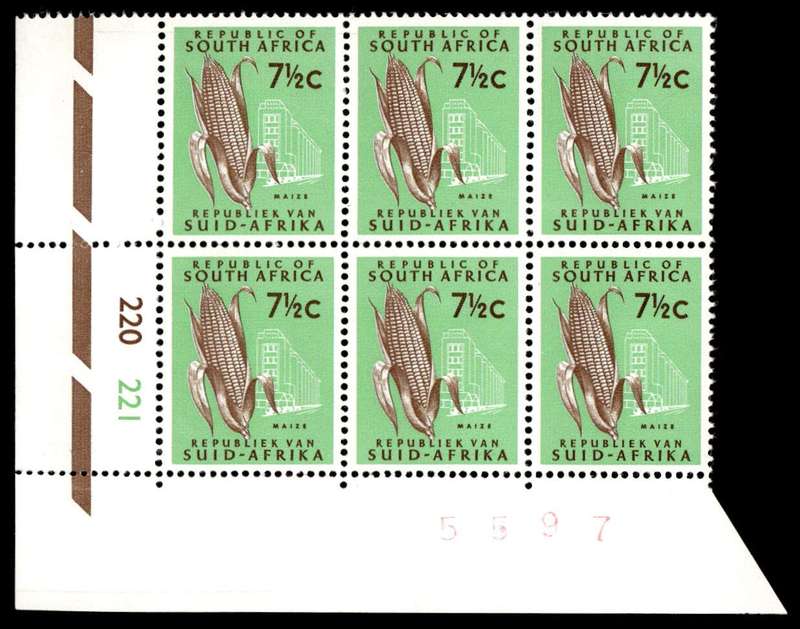 RSA 1967/07/26 Definitive Issue 7½c Cyl. No 220 221 Control Blocks