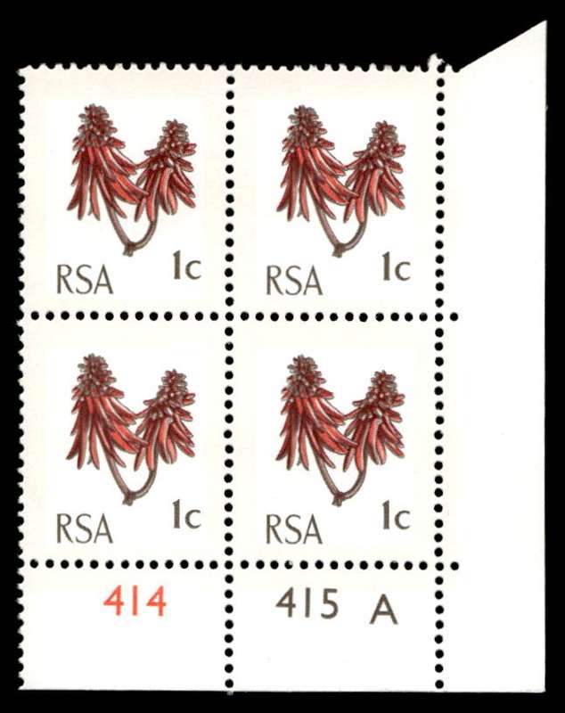 RSA 1970/04 Definitive Issue 1c Cyl. No 414 415A  Wmk R.S.A t-b (H5)