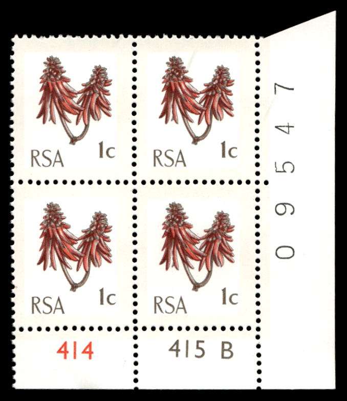 RSA 1970/04 Definitive Issue 1c Cyl. No 414 415B  Wmk R.S.A t-b (H5)