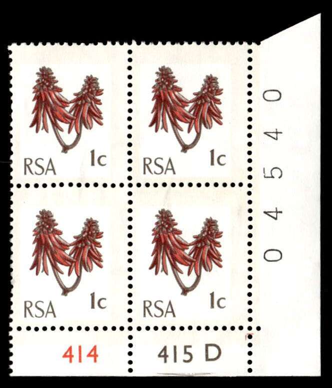 RSA 1970/04 Definitive Issue 1c Cyl. No 414 415D  Wmk R.S.A t-b (H5)