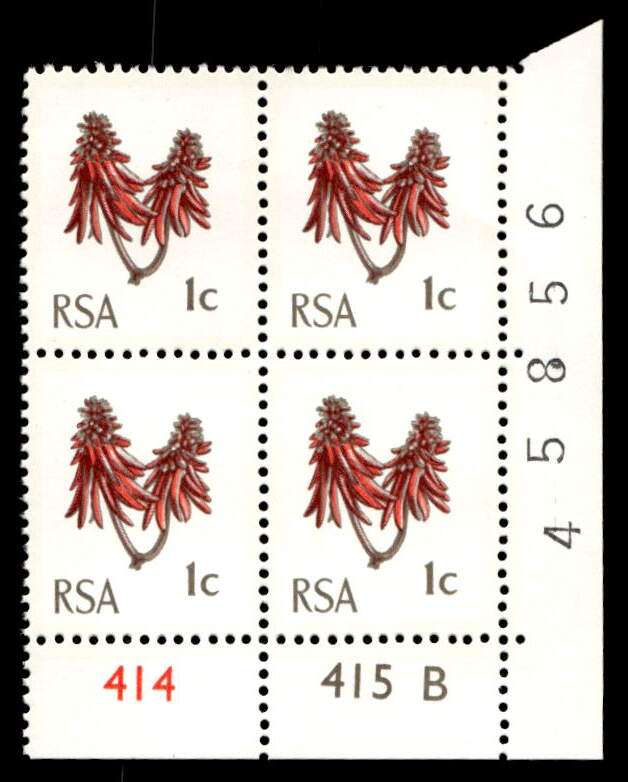 RSA 1971/05 Definitive Issue 1c Cyl. No 414 415B  Wmk R.S.A t-b (H3)