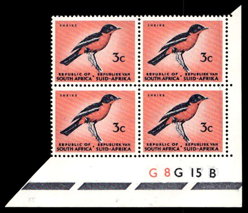 RSA 1964/11 Definitive Issue 3c Cyl. No G8 G15 B