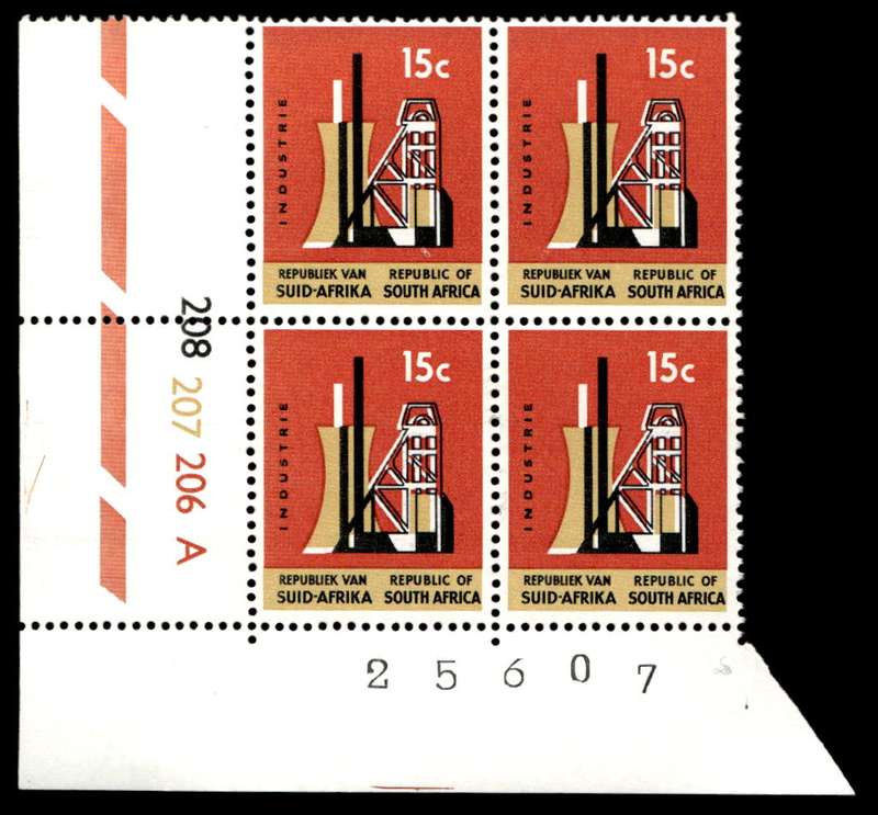 RSA 1967/03/01 Definitive Issue 15c Cyl. No 208 207 206A Control Blocks