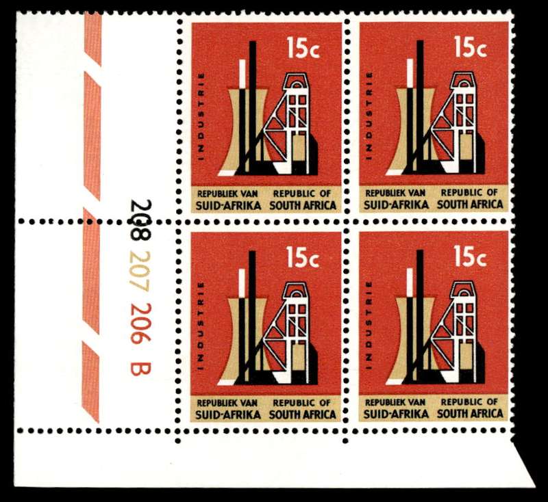 RSA 1967/03/01 Definitive Issue 15c Cyl. No 208 207 206B Control Blocks