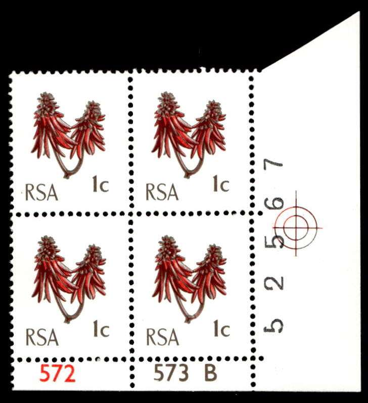 RSA 1974/01 Definitive Issue 1c Cyl. No 572 573 B No Wmk