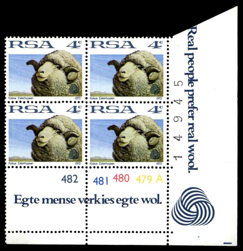 RSA 1972/05/15 Definitive Issue 4c Cyl. No 482 481 480 479A