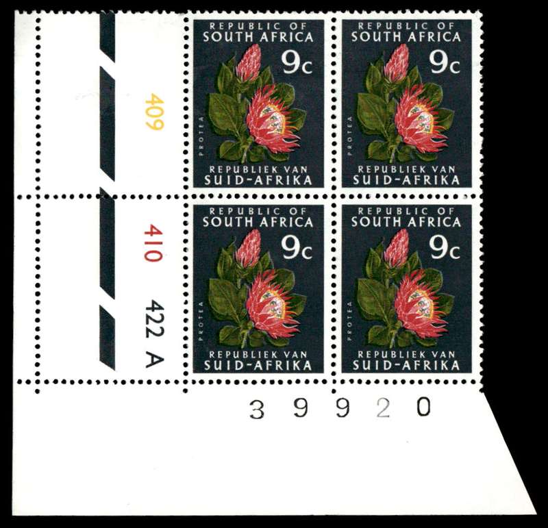 RSA 1972/03 Definitive Issue 9c Cyl. No 409 410 422A