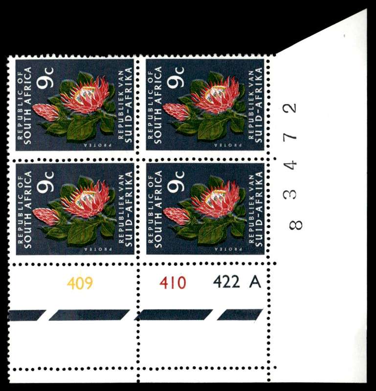 RSA 1972/03 Definitive Issue 9c Cyl. No 409 410 422A