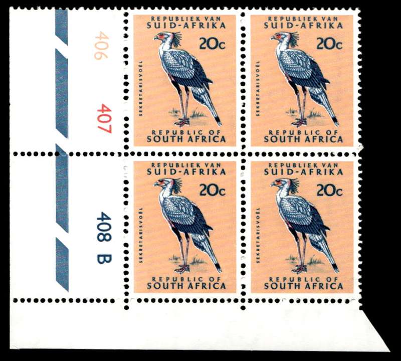 RSA 1971/11 Definitive Issue 20c Cyl. No 406 407 408B
