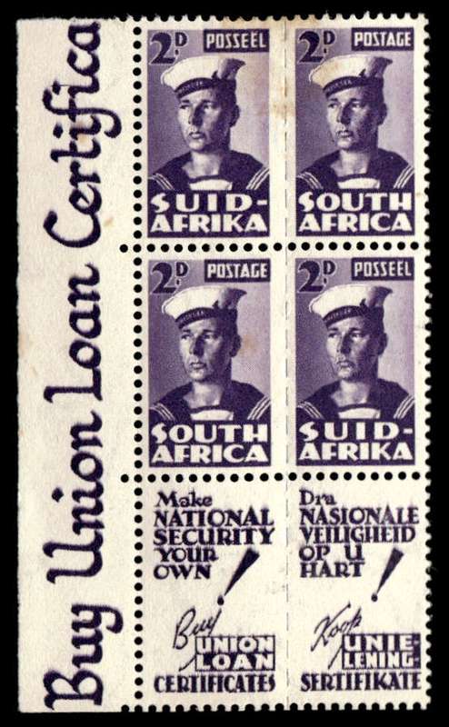 RSA 1943/02 South African War Effort Reduced 2d Sailor Wmk MSH