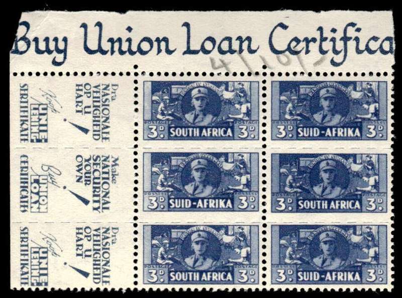 RSA 1941/08/01 South African War Effort Reduced 3d Women's Services Wmk MSH