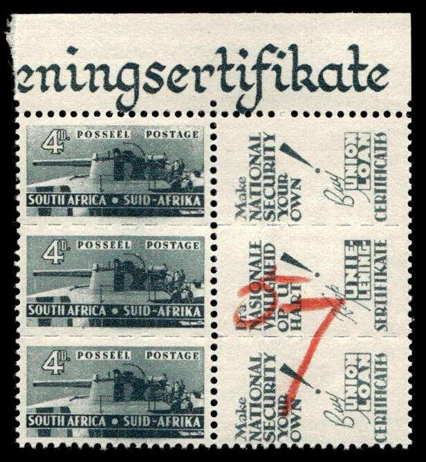 RSA 1942/10 South African War Effort Reduced 4d Wmk MSH