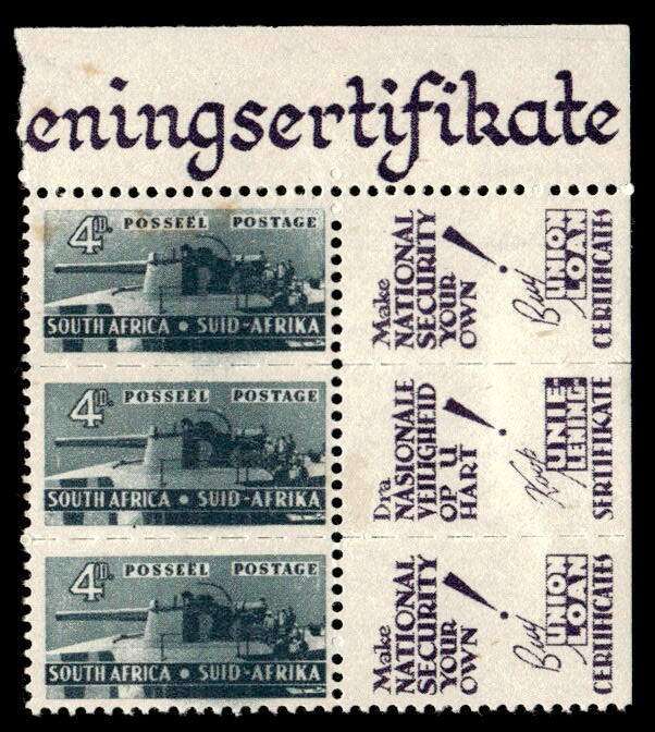RSA 1942/10 South African War Effort Reduced 4d Wmk MSH