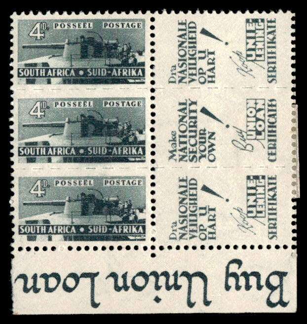 RSA 1942/10 South African War Effort Reduced 4d Wmk MSH