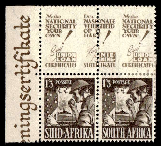 RSA 1943/01/02 South African War Effort 1s 3d Signaler Wmk MSH