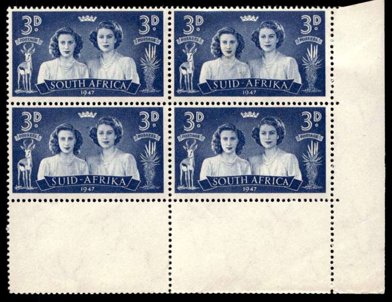 RSA 1947/02/17 Royal Visit 3d Queen Elizabeth II and Princess Margaret Wmk MSH