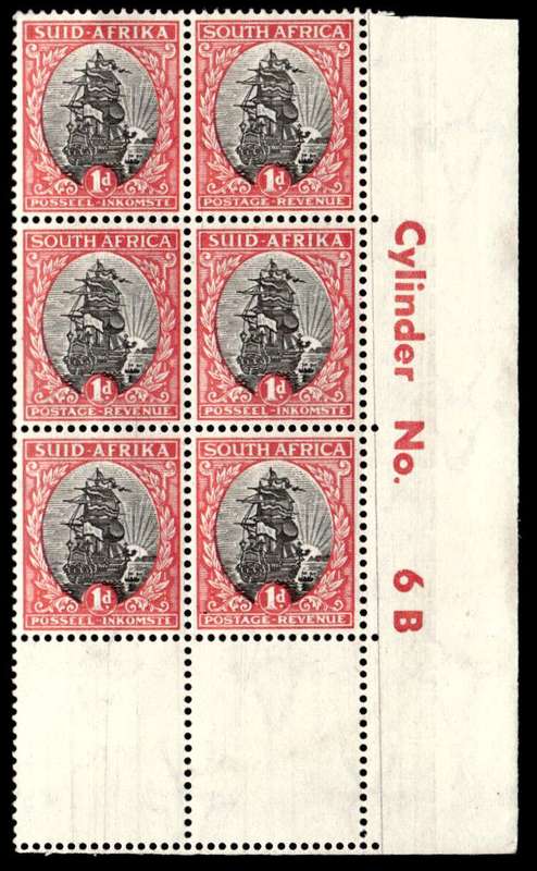 RSA 1950/09/01 Definitive Issue "Suid-Afrika" 1d  Cylinder No 6 B Wmk MSH