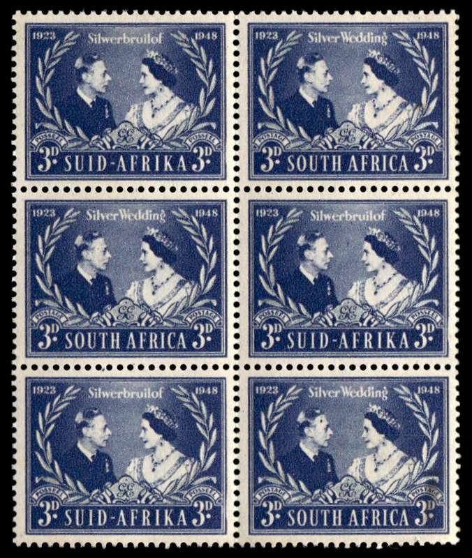 RSA 1948/04/26 Silver Wedding of King George VI and Queen Elizabeth 3d Wmk MSH