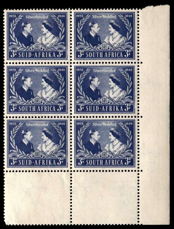 RSA 1948/04/26 Silver Wedding of King George VI and Queen Elizabeth 3d Wmk MSH